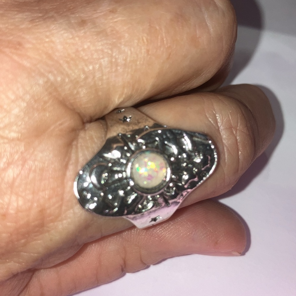 New Moonstone Ring Hands Stars & Moon Unisex Various Sizes - Picture 4 of 5